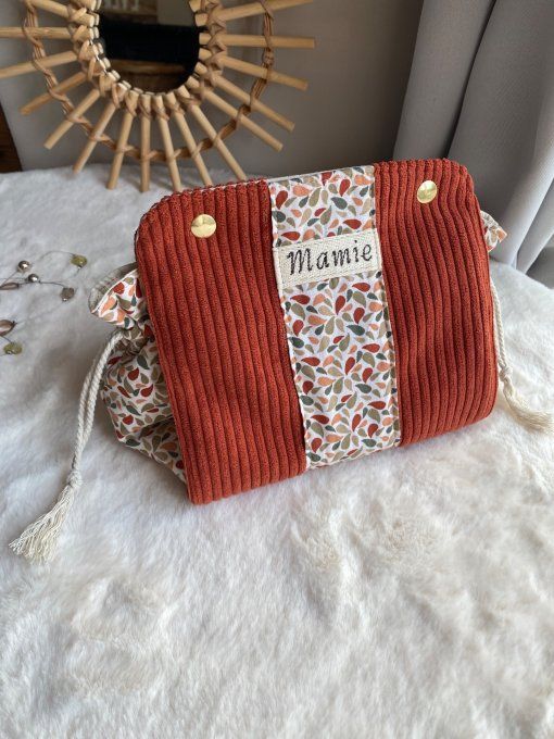 Pochon Elena - Velours Terra cotta Pétales