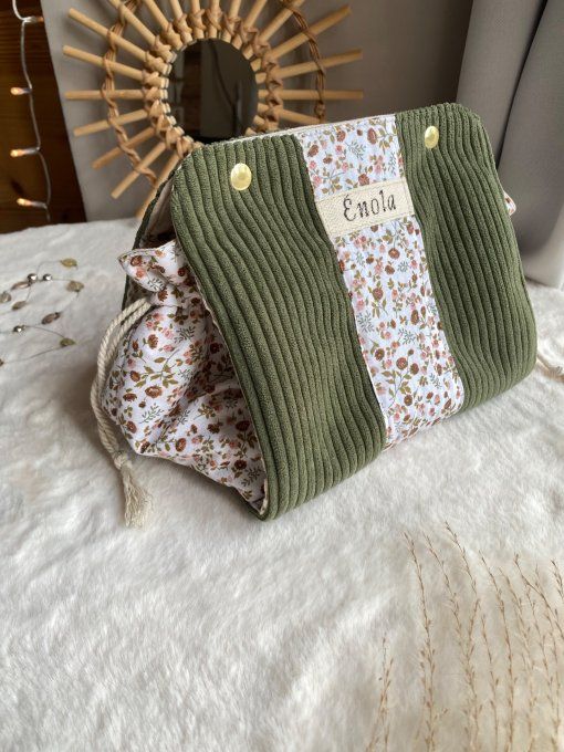 Pochon Elena - Velours Kaki Eleoni