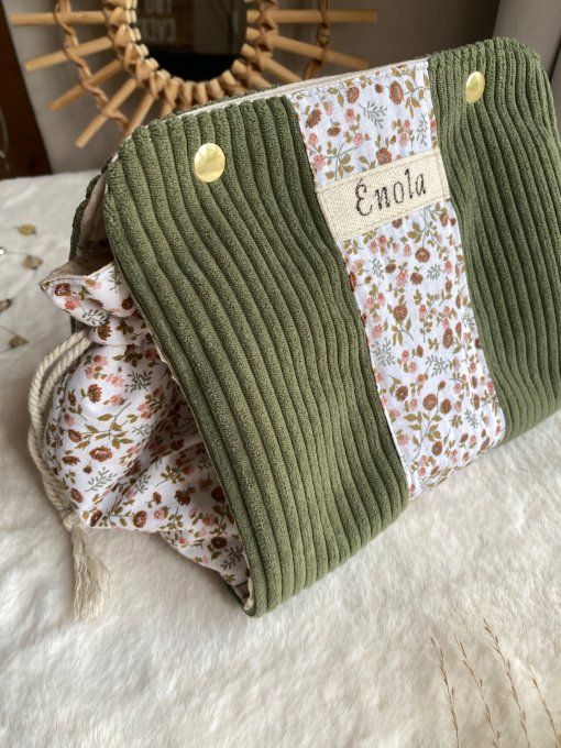 Pochon Elena - Velours Kaki Eleoni 