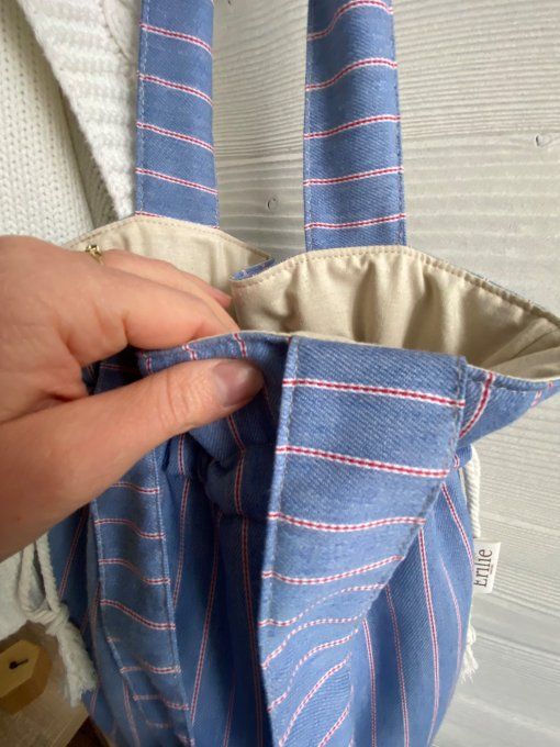 Tote bag Joey en Denim rayé 