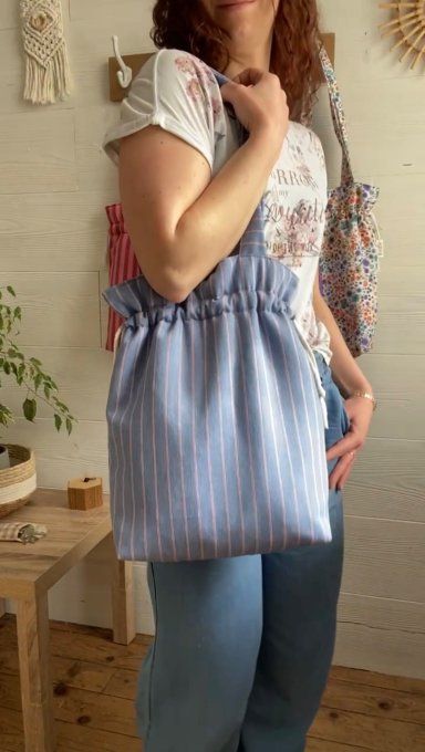 Tote bag Joey en Denim rayé 