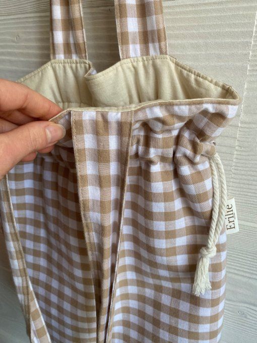 Tote bag Joey en vichy beige