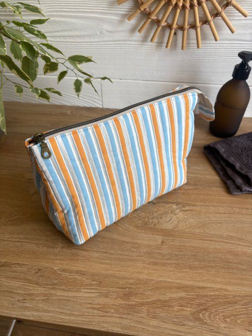 Trousse Joya rayures bleu/orange