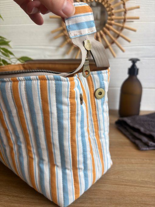 Trousse Joya rayures bleu/orange