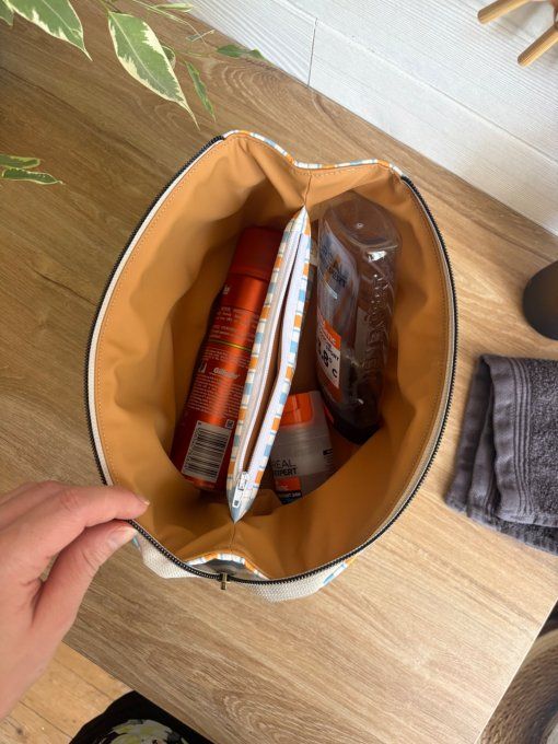 Trousse Joya rayures bleu/orange
