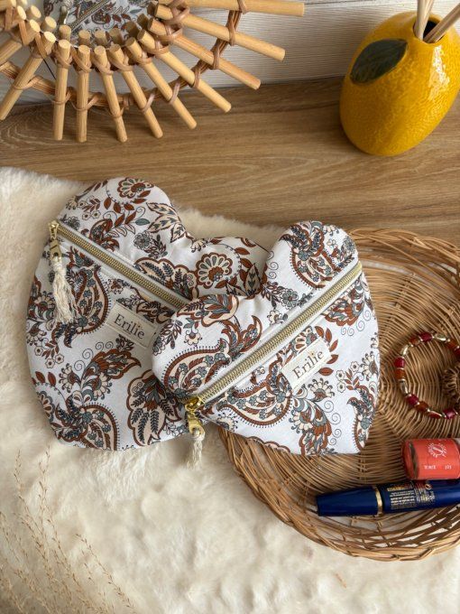 Trousse  Coeur Paysley camel