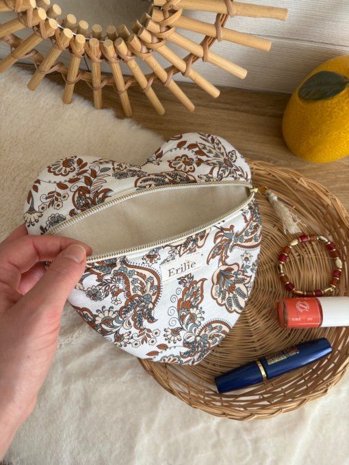 Trousse  Coeur Paysley camel