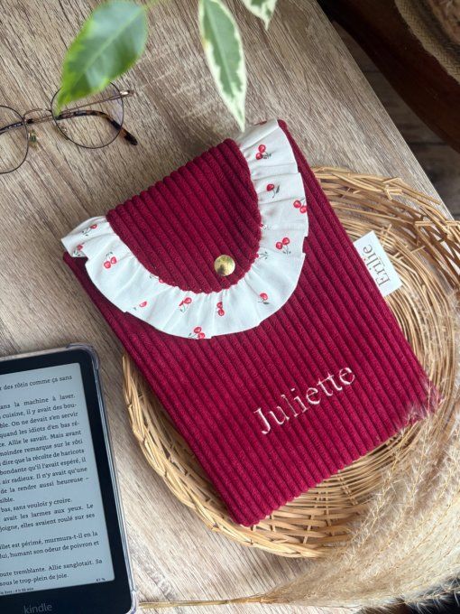 Pochette liseuse bordeaux cerise