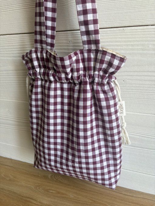 Tote bag Joey vichy prune