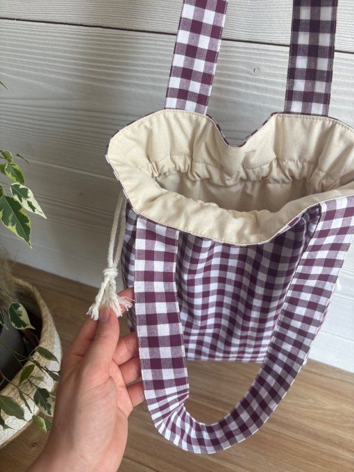 Tote bag Joey vichy prune