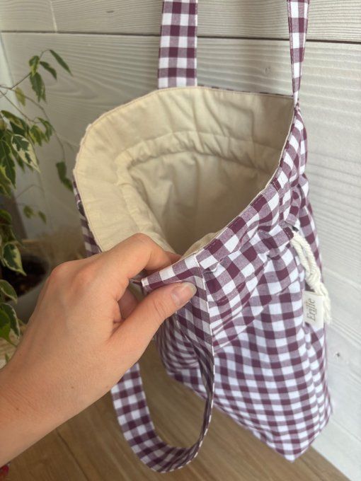 Tote bag Joey vichy prune