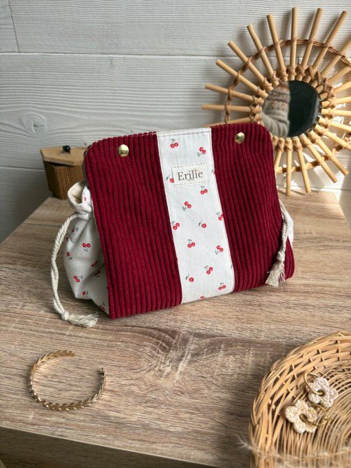 Pochon Elena Taille M - Velours Bordeaux cerises