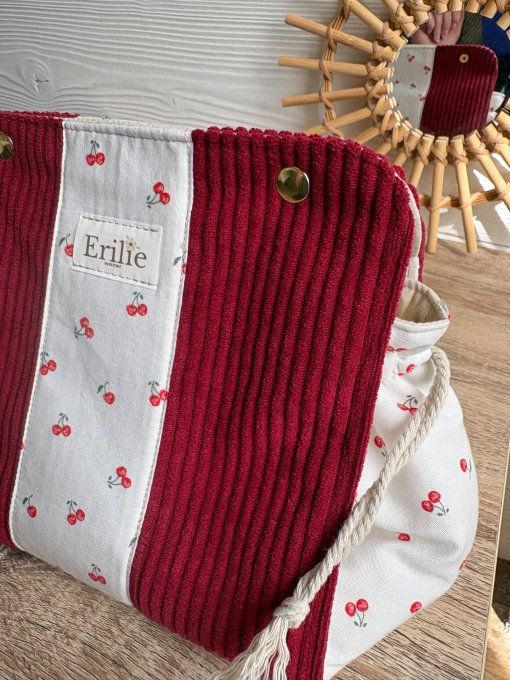 Pochon Elena Taille M - Velours Bordeaux cerises