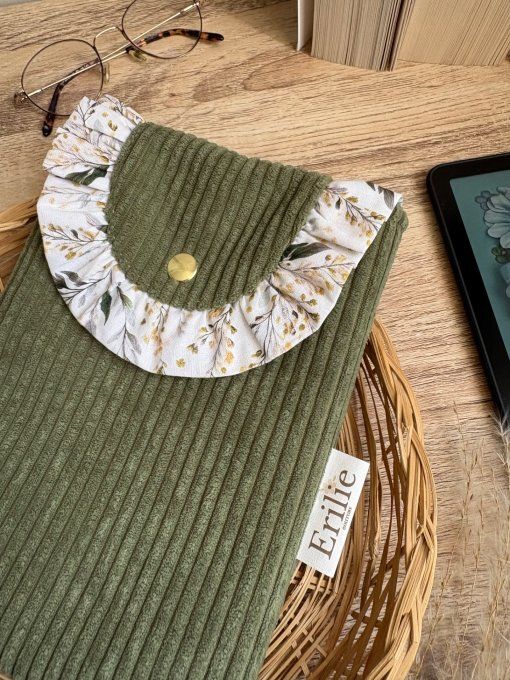 Pochette liseuse kaki