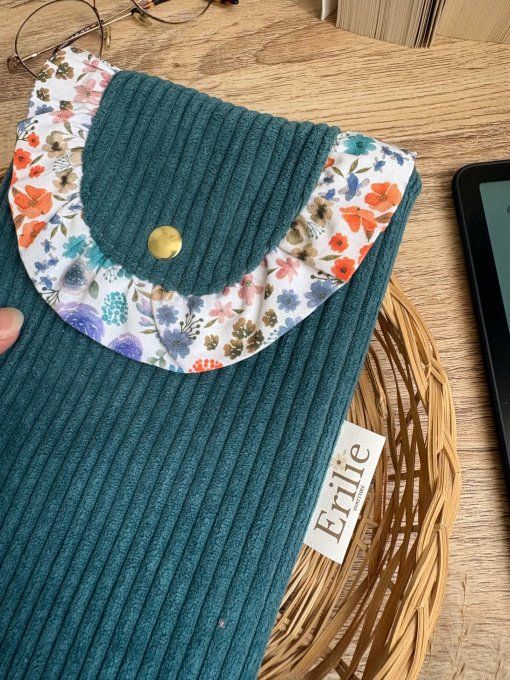 Pochette liseuse bleu canard