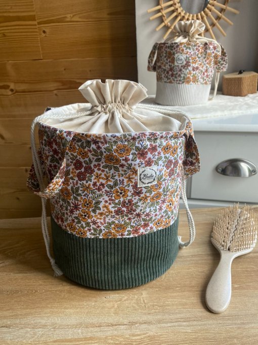 Maxi pochon Kaki fleurs Nellie
