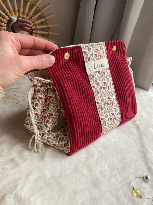 Pochon Elena - Velours Bordeaux Pétales