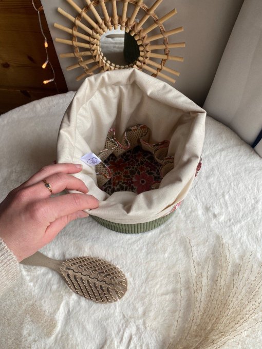 Maxi pochon Janis - Velours kaki Louna