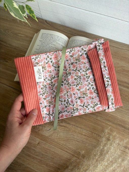 Protège livre/carnet corail
